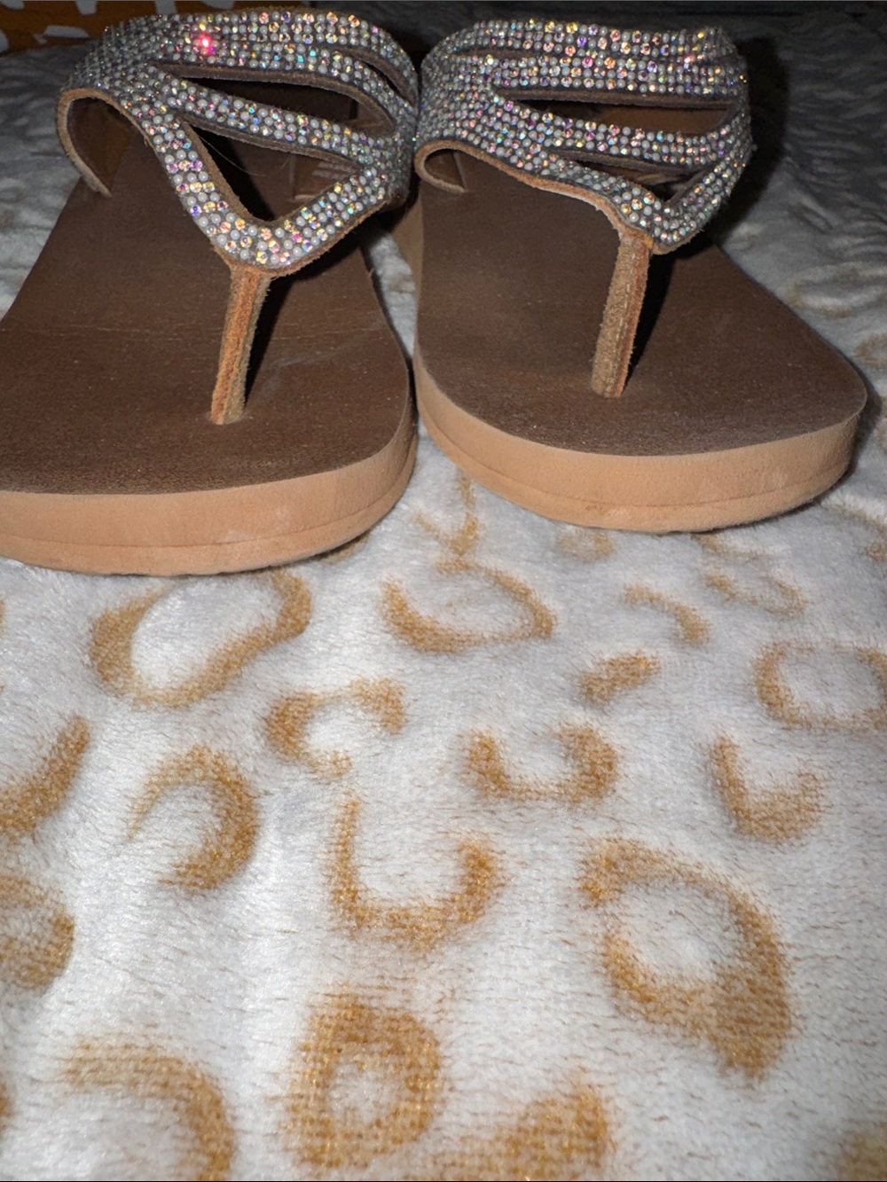 Yellow Box Rhinestone Wedge Flip Flops - Picture 5 of 5